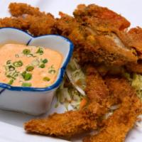 Soft Shell Katsu · Breaded and fried softshell crab served with screaming sauce.