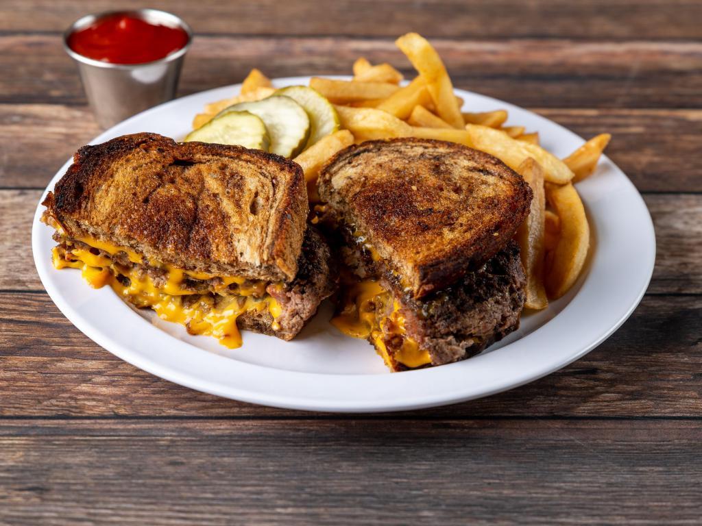 1/2 lb. Ground Beef Patty Melt · Served with choice of side.