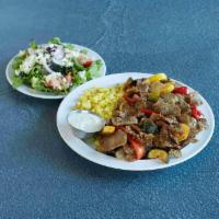 Gyro Stir Fry · Gyros sauteed with mushrooms, onions, peppers and zucchini, stirred with a savory honey sauc...