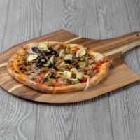 Vegetarian Pizza · Made in the traditional Neapolitan style with a medium thin crust. Our pizza sauce is made w...