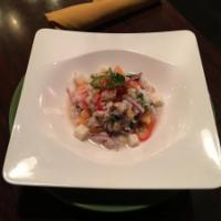 White Fish Ceviche · Raw. Served Lime cured fresh catch of the day with, red onion, jalapeno, cilantro, cucumber,...