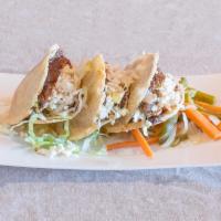 3 Gorditas · Three crispy masa cake filled, carnitas, cactus or chicken with lettuce, topped with salsa, ...