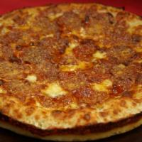 Pepperoni Pizza · Big Tomato sauce, pepperoni, mozzarella & parmesan cheese.