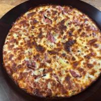 Ham & Pineapple Pizza · Big Tomato sauce, ham, pineapple & mozzarella cheese.