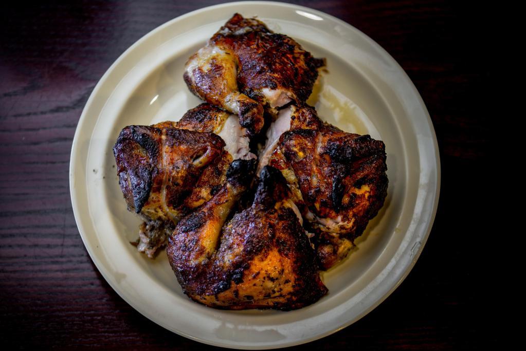 Whole Chicken with 3 Sides · All natural chicken, marinated in our Peruvian​ spices and cooked to golden perfection in our custom charcoal rotisserie ovens.