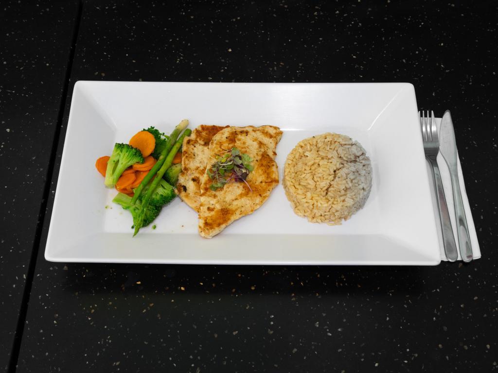 Grilled Chicken Breast · Served with your choice of two sides.