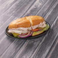 Turkey Breast Sandwich · All sandwiches made on a French Roll or choice of bread with fresh lettuce, tomato, onion, p...