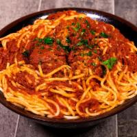 Spaghetti with Meat · Comes with a side order of bread.