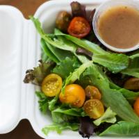 Mixed Greens Side Salad · baby greens, heirloom cherry tomatoes and red wine vin