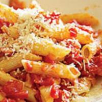 Penne Marinara · Penne pasta with our homemade marinara sauce and topped with mixed blend cheese.