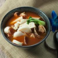 Spicy Seafood Tofu Soup · Korean-style mix with seafood and mixed vegetable. Spicy.