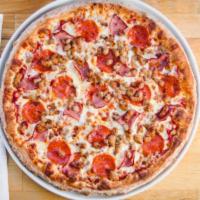 All the Meats Pizza · Pepperoni, Canadian bacon, beef and Italian sausage.