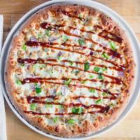 BBQ Chicken Pizza · Chicken, green peppers, onions and BBQ drizzle.