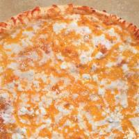 Quattro Cheese Artisan Pizza · Mozzarella, feta, Pecorino Romano and cheddar cheese melted on our traditional red pizza sau...