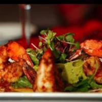 Grilled Spicy Shrimp · Grilled shrimp, spicy sauce, cuban avocado mousse