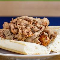 Beef and Grilled Italian Sausage Sandwich · Add topping for an additional charge.