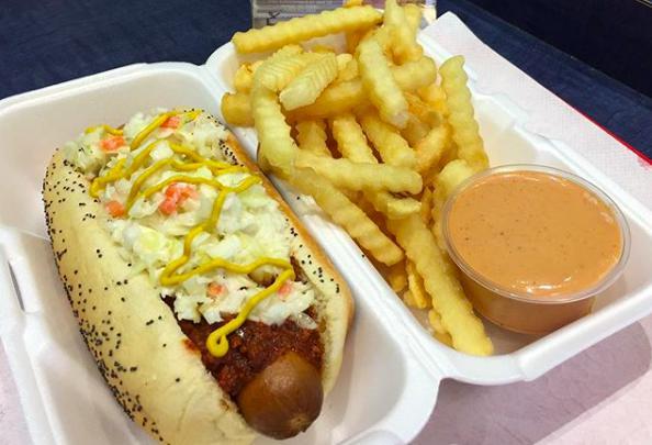 Southern Dog · Includes mustard, our homemade chili and coleslaw, and freshly chopped onions.