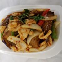 Basil Seafood · Sauteed mixed seafood with garlic, Thai chili, bell pepper and sweet basil. All dishes are m...