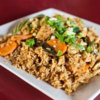 Thai Basil Fried Rice · Egg, broccoli, carrots, basil and spicy basil sauce. Spicy.