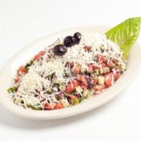 Regular Shepherd Salad · A mix of fresh tomatoes, cucumber and onions topped with black olives and parsley in our spe...