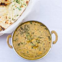 Saag Chicken · Spinach (Saag) cooked with mildly spiced creamy sauce