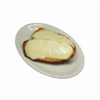 Garlic Cheese Toast · Oven toasted bread, garlic, spices, cheese, and extra virgin olive oil.