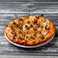 2. Romio's Special Pizza · Pepperoni, Canadian bacon, mushrooms, black olives and Italian sausage.