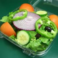 Classic Salad · Romaine lettuce, vine ripe tomatoes, green peppers, red onions, English cucumbers, and Kalam...