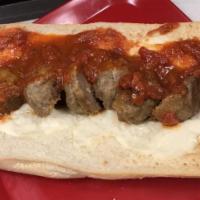 Meatball Parm Sub · Our famous Italian meatballs melted with provolone and marinara sauce on your choice of bread.