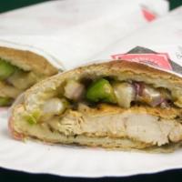 Tuscan Chicken Sub · Lightly toasted and grilled to perfection. Topped with roasted onions and peppers and served...