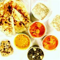 $40 Family Meal Deal! · Feeds 4-5 People, 2 pounds of Chicken Tikka Masala, 1 pound of Spinach with Cheese, 1 pound ...