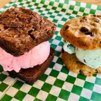 Cookie Ice Cream Sandwich · Cookie Ice Cream Sandwich, Fresh Baked Cookies and delicious Ice Cream