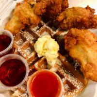 $6.95 Crispy Chicken Wings (4pcs) and a Large Belgium Waffle! · Crispy Chicken Wings (4pcs) and a Large Belgium Waffle made Fresh to Order served with Waffl...