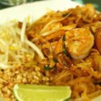 Pad Thai Noodles · Rice noodles, egg, bean sprouts and ground peanuts sauteed in tamarind sauce. 