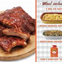 Melt-in-Your-Mouth BBQ Rib Dinner - 2 Racks BBQ Pork Ribs · Serve the new Melt-in-Your-Mouth BBQ Pork Rib Dinner any night of the week! This meal featur...