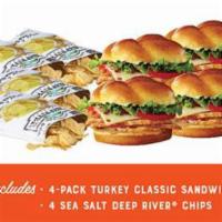Smoked Turkey Classic Sandwich 4-Pack · Four Smoked Turkey Classic Sandwich with four packs of Chips.