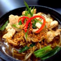 Boat Noodle Soup · Spicy Thai rice noodle soup with bean sprouts, scallions and your choice of beef, chicken or...