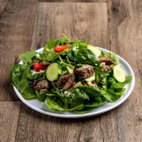 Steak Salad · Spinach, grilled steak, feta and craisins.