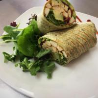 Southwestern Wrap · Grilled chicken, lettuce, turkey bacon, avocado and spicy chipotle ranch sauce.
