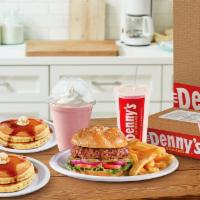Pancakes and Burger Shake Up Pack · 4 buttermilk pancakes. Plus, build 2 custom hamburgers each with 1 hand-pressed 100% beef pa...