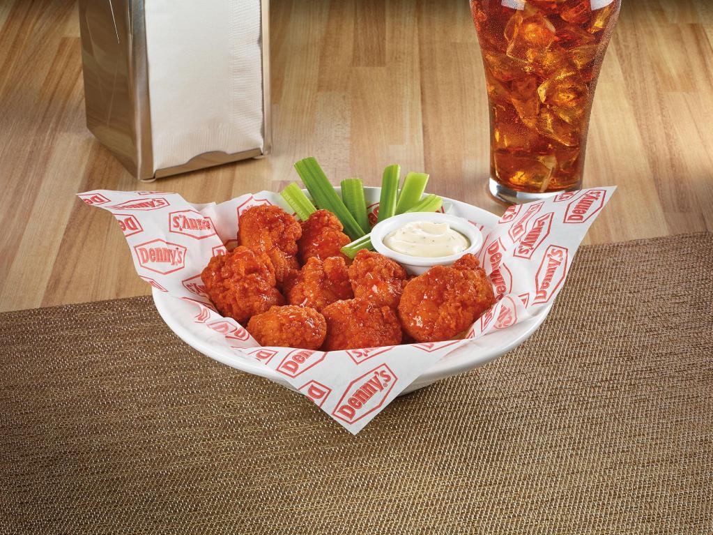 Boneless Chicken Wings · All-white-meat boneless wings, lightly breaded and tossed in BBQ, Buffalo, or Nashville Hot sauce. Served with celery and choice of dipping sauce.