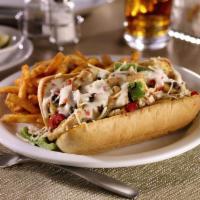 Chicken Mega Philly Cheese Melt · Grilled and sliced seasoned chicken breast with sautéed mushrooms, fire-roasted bell peppers...