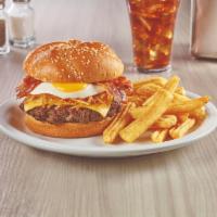 Slamburger™  · Hash browns, an egg, bacon and American cheese on a brioche bun. 