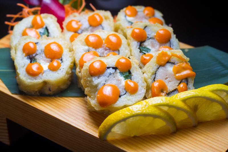 Austin Roll · Albacore, cream cheese and jalapeno with a spicy mayo on top. Lightly battered tempura roll.