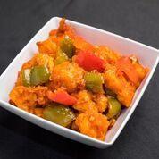 Gobi Manchurian · Delicious fried cauliflower chunks, coated with spicy thick Indo Chinese sauce.