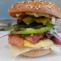 Bacon and Egg Bagel · Choice of bagel with bacon, egg, cheese and veggies