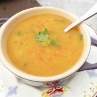 Dal Soup · A creamy lentil based soup and a dash of lemon.