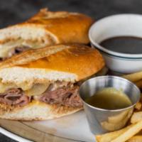 French Dip  · Roast Beef, Swiss Cheese, Caramelized Onions, Au Jus, French Roll