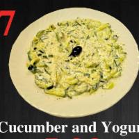 27. Cucumber and Yogurt · Yogurt and cucumber with garlic and dill.