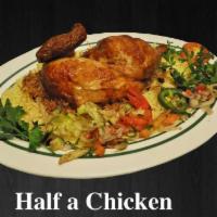 7. 1/2 Chicken · Served with rice and salad. Served with bread, soup, and 2 appetizers.